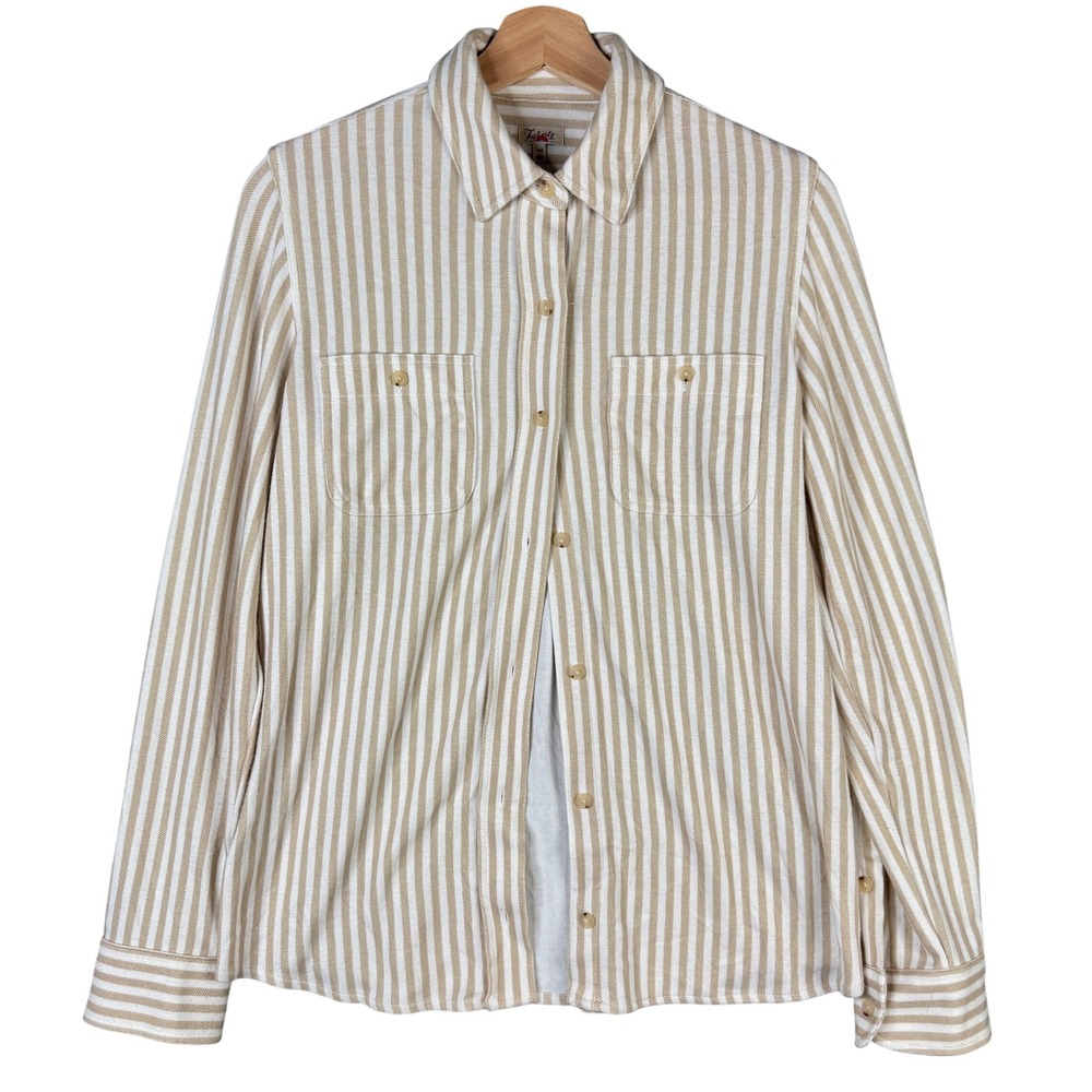 Faherty Legend Sweater Shirt Tan White Striped Button Down WKS2329-TNN Small